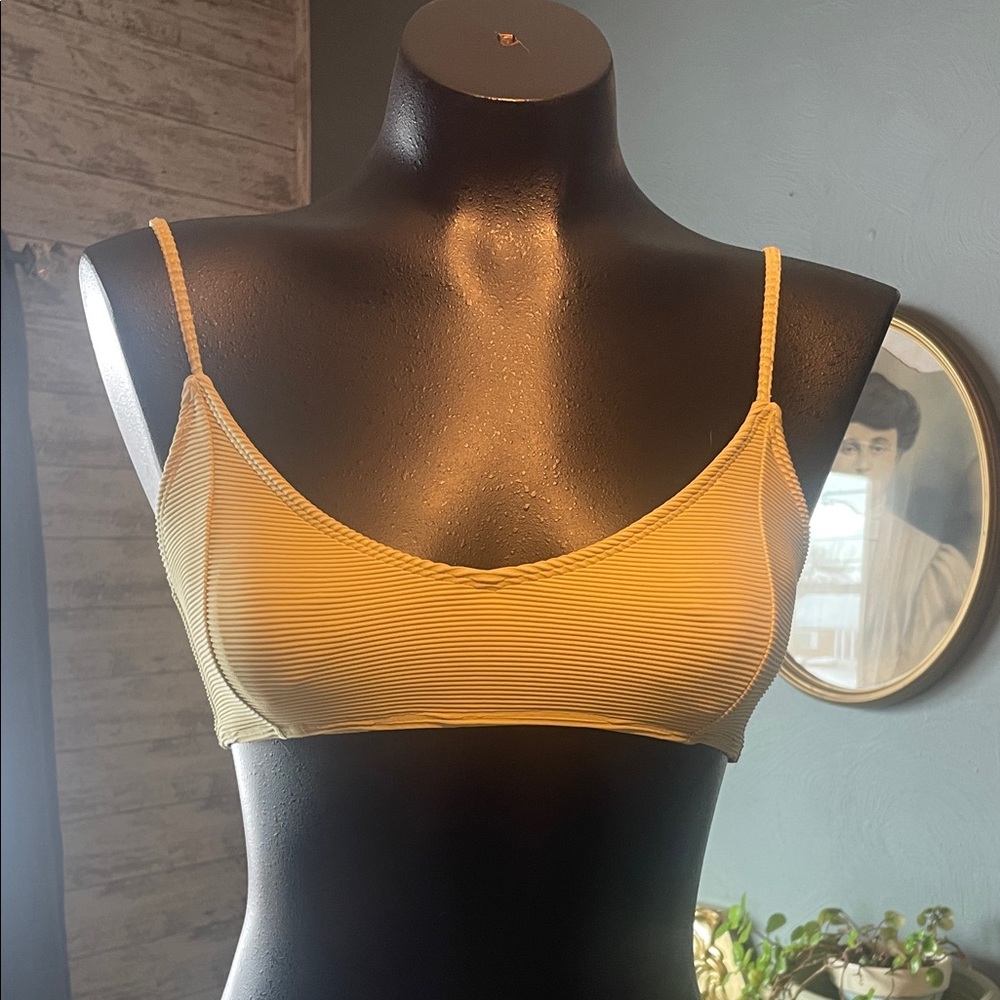 La Hearts Yellow Striped Bikini Top